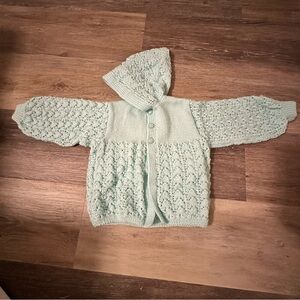 New Mint Green Knit Kids Jacket with Hood